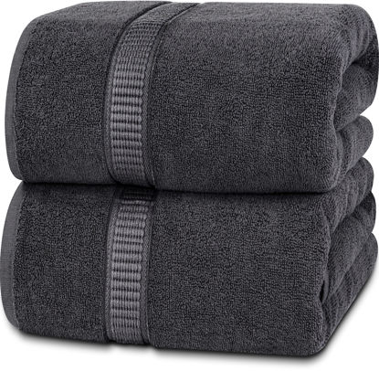 Picture of Utopia Towels - Luxurious Jumbo Bath Sheet 2 Piece - 600 GSM (35X70 Inches) 100% Ring Spun Cotton - Highly Absorbent and Quick Dry Extra Large Bath Towel - Super Soft Hotel Quality Towel (Grey)