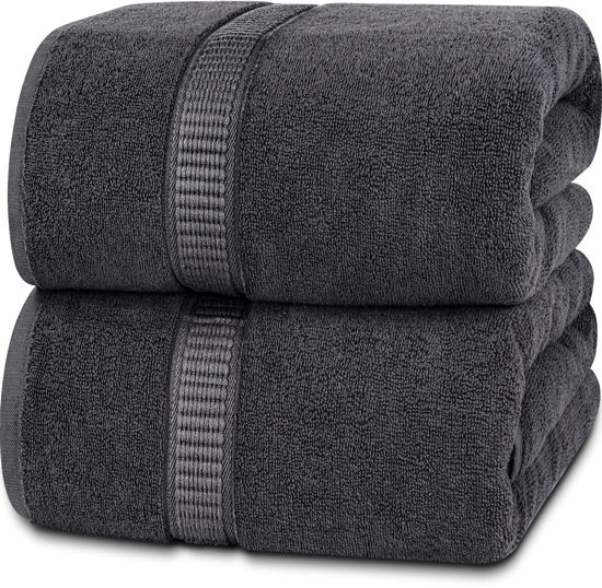 Picture of Utopia Towels - Luxurious Jumbo Bath Sheet 2 Piece - 600 GSM (35X70 Inches) 100% Ring Spun Cotton - Highly Absorbent and Quick Dry Extra Large Bath Towel - Super Soft Hotel Quality Towel (Grey)