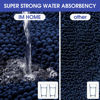 Picture of ACCUMTEK Striped Navy Blue Bathroom Rug Set 3 Pieces Ultra Soft, Non Slip Chenille Toilet Mat, Absorbent Plush Shaggy Bath Mats for Bathroom, Bedroom, Kitchen