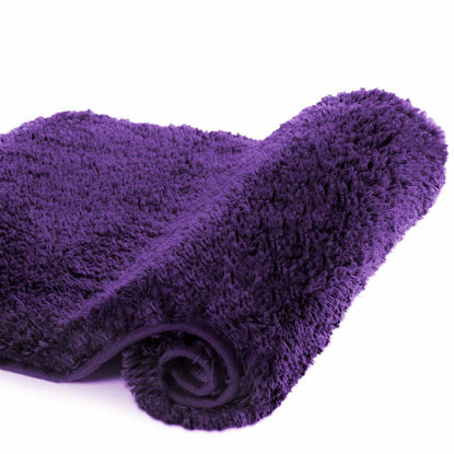Picture of Walensee Non Slip Bath Mat for Bathroom (16 x 24, Dark Purple) Water Absorbent Soft Microfiber Shaggy, Machine Washable Thick Plush Bath Rugs for Shower