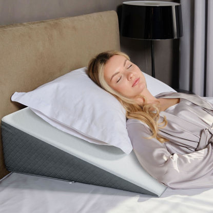 Picture of Kolbs Bed Wedge Pillow for Sleep Apnea, Sleeping Comfort, Relaxing, Acid Reflux, Heartburn and Back Pain Relief. Cushion for Sitting Up in Bed. Memory Foam Top, Chic Jacquard Washable Cover.