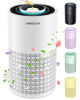 Picture of AIRROMI Air Purifier for Bedroom with HEPA 3-in-1 Filter, Pet Air Purifier for Home Cat Pee Smell, Covers Upto 990 Ft², Quiet 360° intake Air Cleaner for pet hair,allergies,Dust,Smoke A2001 White