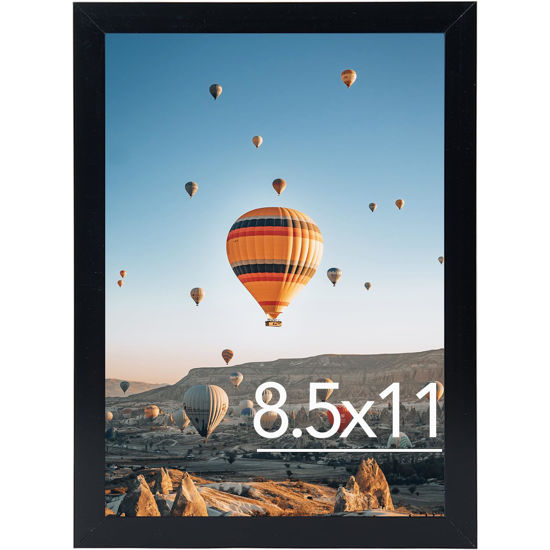 Picture of JCJMY 8.5x11 inch Picture Frame Black for Certificate Poster and Photo, Horizontal and Vertical Formats for Wall Hanging or Tabletop, 8.5x11 Frame with Shatter Resistant Plexiglass, Black