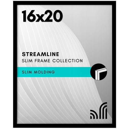 Picture of Americanflat 16x20 Picture Frame with Polished Plexiglass - Streamline Collection - Thin Border Picture Frame for Wall Display - Hanging Hardware Included - Black