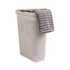 Picture of Mind Reader 40L Slim Laundry Hamper, Clothes Basket, Lid, Wicker Design, Plastic, 18"L x 10.4"W x 23.5"H, Ivory