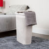 Picture of Mind Reader 40L Slim Laundry Hamper, Clothes Basket, Lid, Wicker Design, Plastic, 18"L x 10.4"W x 23.5"H, Ivory