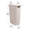 Picture of Mind Reader 40L Slim Laundry Hamper, Clothes Basket, Lid, Wicker Design, Plastic, 18"L x 10.4"W x 23.5"H, Ivory