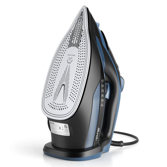 Picture of Sundu Steam Iron for Clothes with Rapid Heating Ceramic Coated Soleplate, 1700W with Precise Thermostat Dial, Self-Cleaning, Auto-Off, 15.21oz Water Tank for Home Clothes Ironing Use, Blue