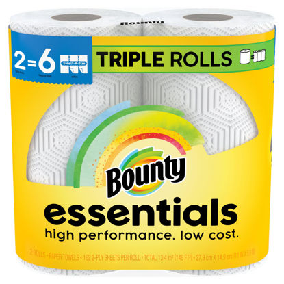 Picture of Bounty Essentials Select-A-Size Paper Towels, White, 2 Triple Rolls = 6 Regular Rolls