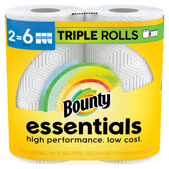 Picture of Bounty Essentials Select-A-Size Paper Towels, White, 2 Triple Rolls = 6 Regular Rolls