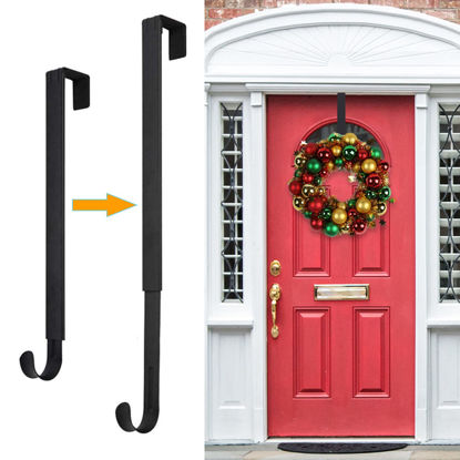 Picture of HEYHOUSE Wreath Hanger,Easter Decorations Adjustable Wreath Hanger for Front Door Decor from 14.9-25",Over The Door Hooks Organizer 20 lbs Larger Door Wreath Hanger Christmas Wreaths Decorations Hook