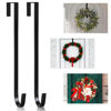 Picture of PECULA 2 Pack 14” Wreath Hangers for Front Door, Wreath Door Hanger 40lb Load-Bearing, Metal Wreath Hanger for Welcome Sign, Door Wreath Hanger for Halloween, Easter, Christmas Decorations (Black)