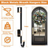 Picture of PECULA 2 Pack 14” Wreath Hangers for Front Door, Wreath Door Hanger 40lb Load-Bearing, Metal Wreath Hanger for Welcome Sign, Door Wreath Hanger for Halloween, Easter, Christmas Decorations (Black)