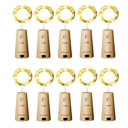Picture of Aluan Wine Bottle Lights with Cork, 12 LED 10 Pack Fairy / String Lights Waterproof Battery Operated for Jar Party Wedding Christmas Festival Bar Decoration, Warm White