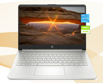 Picture of HP AI-Powered Laptop with Microsoft Office and 1TB Cloud Storage included for 1-Year| 14" HD Computer| 16GB RAM| 128GB SSD & 128GB Card & 128GB Portable SSD| Intel 4-Core CPU| Webcam| Win11| LE Bundle