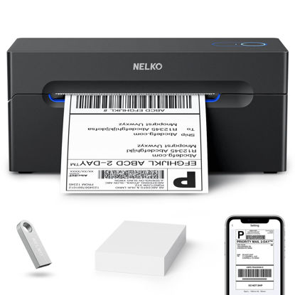 Picture of Nelko Bluetooth Thermal Shipping Label Printer, Wireless 4x6 Shipping Label Printer for Shipping Packages, Support Android, iPhone and Windows, Widely Used for Amazon, Ebay, Shopify, Etsy, USPS