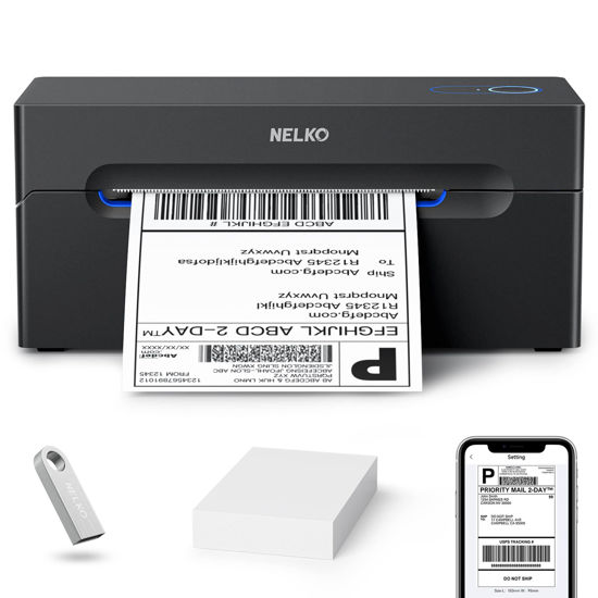 Picture of Nelko Bluetooth Thermal Shipping Label Printer, Wireless 4x6 Shipping Label Printer for Shipping Packages, Support Android, iPhone and Windows, Widely Used for Amazon, Ebay, Shopify, Etsy, USPS