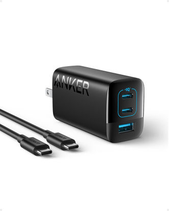 Picture of Anker 67W USB C Charger, 3 Port PIQ 3.0 Compact and Foldable Fast Charger for MacBook Pro, iPad, Galaxy, Pixel, iPhone and More (5ft USB C to USB C Cable Included)