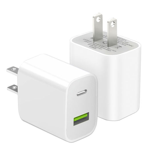 Picture of 2 Pack USB C Charger Block, Dual Port Type C Wall Charger Fast Charging 20W Power Adapter Cube for iPhone 14/14 Pro/14 Pro Max/14 Plus/13/12/11, XS/XR/X, iPad, Samsung, More