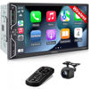 Picture of [QLED Screen Upgrade] Double Din Car Stereo with Wireless Apple CarPlay and Android Auto, Bluetooth, 4.2-Channel Audio Output, MirrorLink, 7" HD QLED Touchscreen, Backup Camera, AM/FM Car Radio