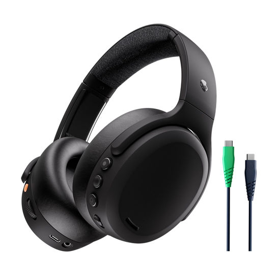 Picture of Skullcandy Crusher ANC 2 Over-Ear Noise Canceling Wireless Headphones with Sensory Bass and Charging Cable, 50 Hr Battery, Skull-iQ, Alexa Enabled, Microphone, Works with Bluetooth Devices - Black