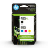 Picture of Original HP 910 Cyan, Magenta, Yellow / 910XL Black Ink Cartridges (4-pack) | Works with HP OfficeJet 8010, 8020 Series; HP OfficeJet Pro 8020, 8030 Series | Eligible for Instant Ink | 3JB41AN