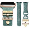 Picture of DaQin Flower Engraved Band Compatible with Apple Watch Bands for Women 40mm 38mm 41mm 42mm, Soft Silicone Band With Decorative Apple Watch Charms for iWatch Series 10 9 8 7 6 5 4 3 2 1 SE (With Band)