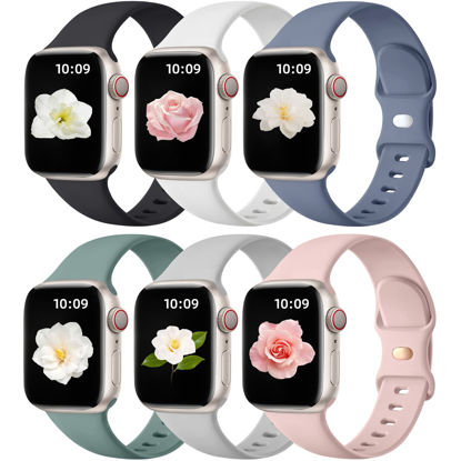 Picture of Maledan Compatible with Apple Watch Band 38mm 40mm 41mm 42mm 44mm 45mm 46mm 49mm Women Men, 6 Pack Silicone Sport Band Strap Compatible for Apple Watch Bands iWatch Series 10 9 8 7 6 5 4 3 SE Ultra