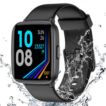 Picture of Fitness Tracker Watch with Heart Rate Monitor, Large Screen Activity Tracker with Pedometer, Sleep Monitor, Calories & Step Counter, 5ATM Waterproof Smart Watch for Women Men Fitness Watch for Sports