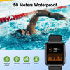 Picture of Fitness Tracker Watch with Heart Rate Monitor, Large Screen Activity Tracker with Pedometer, Sleep Monitor, Calories & Step Counter, 5ATM Waterproof Smart Watch for Women Men Fitness Watch for Sports