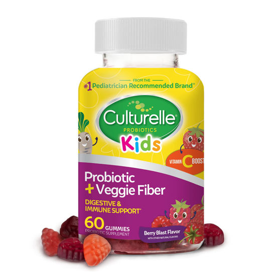 Picture of Culturelle Daily Probiotic for Kids + Veggie Fiber Gummies (Ages 3+) - 60 Count - Digestive Health & Immune Support - Berry Flavor with a Vitamin C Boost