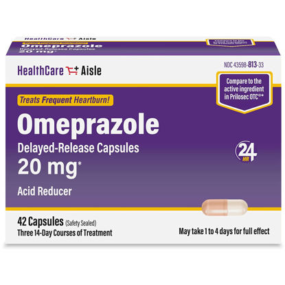 Picture of HealthCareAisle Omeprazole 20 mg, 42 Delayed-Release Capsules - Acid Reducer, Treats Frequent Heartburn, 42 Count (Pack of 1)