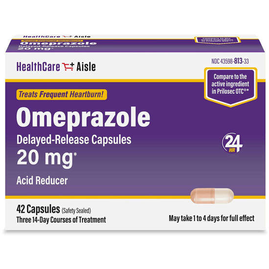 Picture of HealthCareAisle Omeprazole 20 mg, 42 Delayed-Release Capsules - Acid Reducer, Treats Frequent Heartburn, 42 Count (Pack of 1)