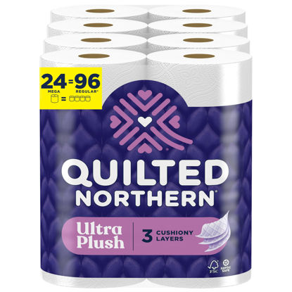 Picture of Quilted Northern Ultra Plush Toilet Paper, 24 Mega Rolls = 96 Regular Rolls, 3X Thicker*, 3 Ply Soft Toilet Tissue