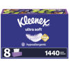 Picture of Kleenex Ultra Soft Facial Tissues, 8 Flat Boxes, 180 Tissues per Box, 3-Ply, Packaging May Vary
