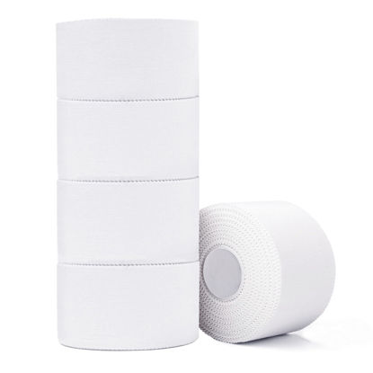Picture of ADMITRY Athletic Tape,5 Pack White Sports Tape,Very Strong No Sticky Residue Wrist Ankle Tape for Gymnastics Boxing Lacrosse Climbing Hockey Bat Injuries Medical (1.5 Inches)
