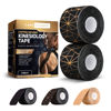 Picture of Care Science Waterproof Kinesiology Tape, 40 ct Precut Strips (2 Rolls), Copper Infused | Water Resistant Strips, Elastic Athletic Tape for Sports & Weightlifting, Muscle Strain Relief & Joint Support