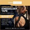 Picture of Care Science Waterproof Kinesiology Tape, 40 ct Precut Strips (2 Rolls), Copper Infused | Water Resistant Strips, Elastic Athletic Tape for Sports & Weightlifting, Muscle Strain Relief & Joint Support