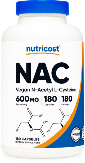 Picture of Nutricost N-Acetyl L-Cysteine (NAC) 600mg, 180 Capsules - Non-GMO, Gluten Free