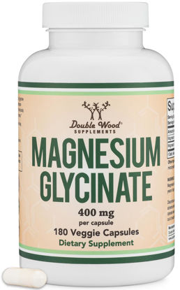 Picture of Magnesium Glycinate 400mg, 180 Capsules (Vegan Safe, Third Party Tested, Gluten Free, Non-GMO) High Absorption Magnesium by Double Wood Supplements