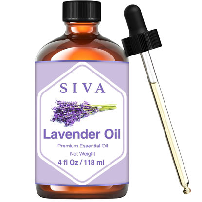 Picture of Siva Lavender Essential Oil 4 Fl Oz with Glass Dropper - 100% Pure, Natural, Undiluted & Therapeutic Grade, Amazing for Skin & Hair Care, Diffuser, Aromatherapy, Massage, DIY Soaps & Candles