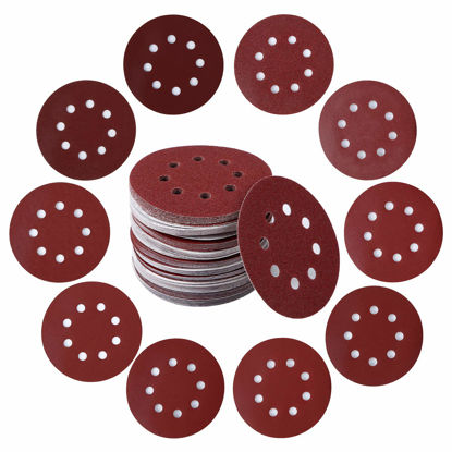 Picture of 100PCS 5 Inch 8 Holes Sanding Discs 60 120 240 400 600 800 1000 1200 1500 2000 Grit Sandpaper Sander Round Sand Paper (100pcs 60-2000 grit)