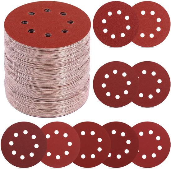 Picture of YNZDRWA 70 PCS 5 Inch Sanding Discs, 40 80 120 180 240 320 400 600 800 Grit Hook and Loop Sandpaper for Random Orbital Sander
