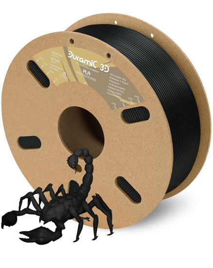 Picture of DURAMIC 3D PLA Filament 1.75mm Black 1kg Spool, Jam-Free High Stifness 3D Printing Filament with Cardboard Spool, No-Tangling No-Clogging Dimensional Accuracy 99% +/- 0.03 mm