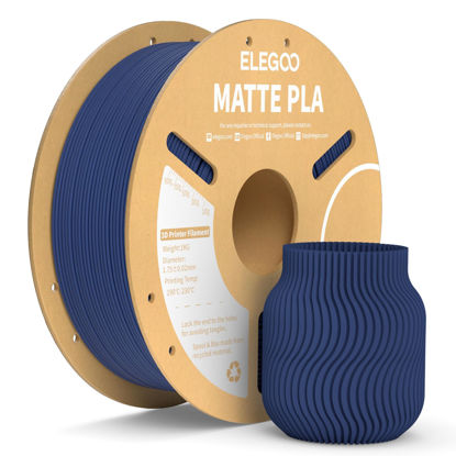 Picture of ELEGOO Matte PLA Filament Navy Blue 1KG, 1.75mm 3D Printer Filament Dimensional Accuracy +/- 0.02mm, 1kg Carboard Spool (2.2lbs) for Most FDM 3D Printers