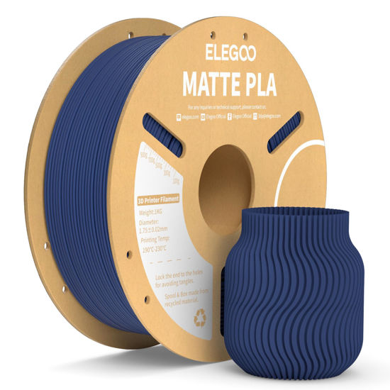 Picture of ELEGOO Matte PLA Filament Navy Blue 1KG, 1.75mm 3D Printer Filament Dimensional Accuracy +/- 0.02mm, 1kg Carboard Spool (2.2lbs) for Most FDM 3D Printers