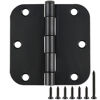 Picture of 30 Pack Rounded Matte Black Door Hinges 3.5 Inch 5/8" Radius Interior 3 1/2" Flat Iron Bifold Residential Standard Bedroom Indoor for Doors 3 ½"Hardware Control House Home Decor Essentials Accessories