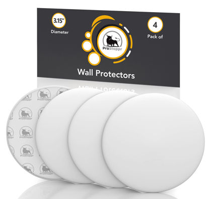 Picture of Door Stoppers - Large 3.15" (4 PCS) - Door Stoppers for Wall with Strong Back Adhesive - Quiet and Shock Absorbent Silicone Wall Protectors from Door Knobs - Protects Every Wall Surface - White