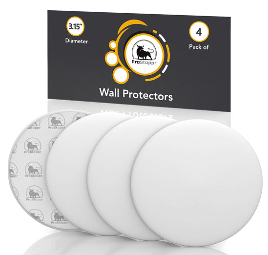 Picture of Door Stoppers - Large 3.15" (4 PCS) - Door Stoppers for Wall with Strong Back Adhesive - Quiet and Shock Absorbent Silicone Wall Protectors from Door Knobs - Protects Every Wall Surface - White