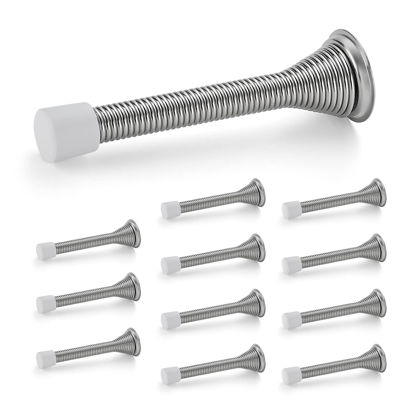 Picture of Ravinte Door Stoppers, 12 Pack Spring Door Stops with Rubber Bumper, Satin Nickel Door Stoppers for Bottom of Door
